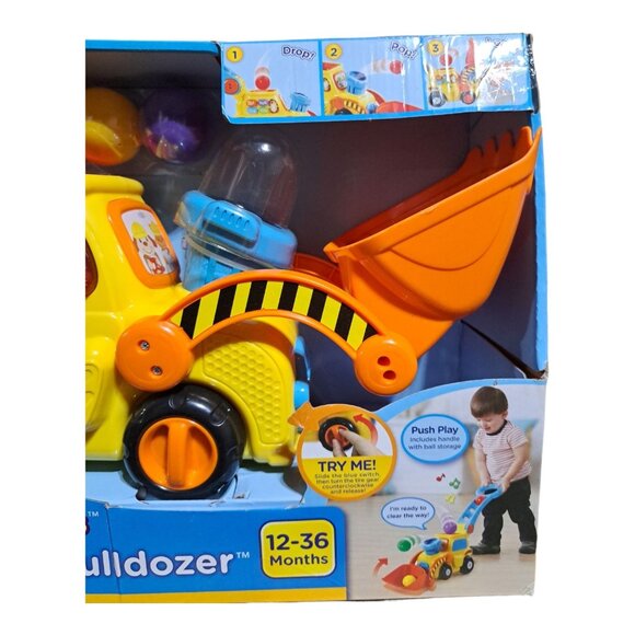 VTech Pop-a-Balls Push Pop Bulldozer Interactive Learning Toy Toddlers Builder - Picture 8 of 15